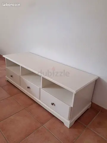 Elegant White TV Stand with Storage