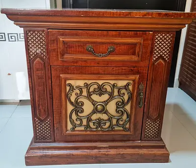 Beautiful Wooden Bed and Nightstand Set