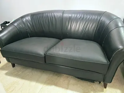 Black leather sofa for sale. 2 seaters + single