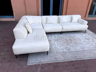 Stylish L Shaped Couch with Elegant white Sofa