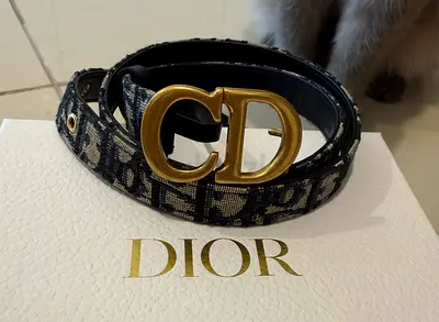 Authentic Dior Saddle Belt Blue oblique size 80