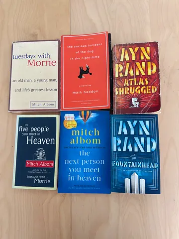 Classic Fiction  Life Philosophy – Mitch Albom, Ayn Rand Bundle