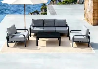 Dark Grey Outdoor Patio Sofa Set with Thick comfortable cushions