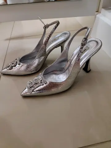 silver woman heels