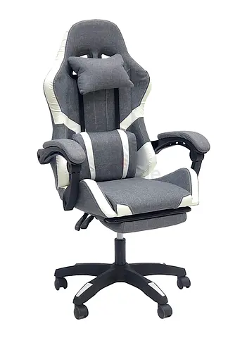 Ergonomic Fabric High-Back Gaming Chair, Computer Gaming Chair Adjustable Height, Headrest, Footrest