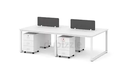 White 4-Person Face-to-Face Office Workstation Desk with Storage - Computer Desk for Home  Office