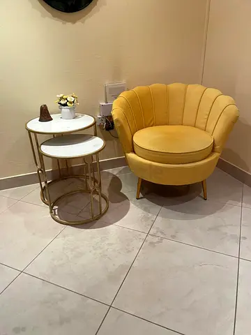 Chic Yellow Lounge Chair with Stylish Side Table