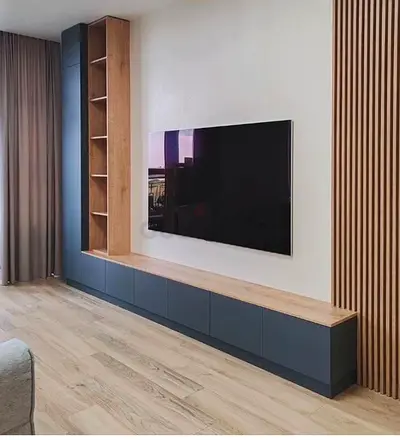 Sleek Modern Entertainment Center with Built-in Shelves