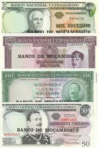 MOZAMBIQUE BANKNOTE SET 1976