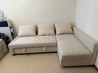 Cozy Beige L-shaped Sofa bed with Storage