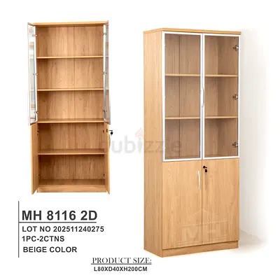 Elegant Beige Cabinet with Glass Doors