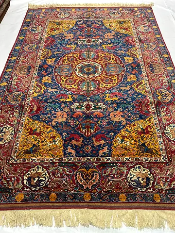 3x2m // Handmade Persian Shikargah Carpet Pure Wool // 217 x 315 cm