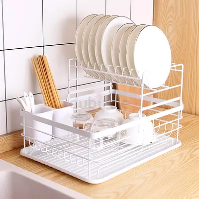 Kitchen Dish Rack Stand,2-Tier Kitchen Organizer Dish Drying Rack, Dish Drainer Plate Rack