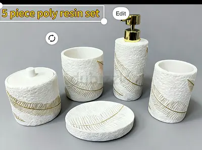 Elegant 5-Piece Poly Resin Bath Accessory Set