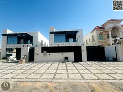 Luxury villa with a modern design, 5000 sq ft, with a garden, behind Ajman Academy. Price includes a