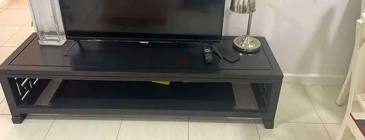 Stylish Black TV Stand with Open Shelf