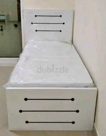 Modern White Single Bed with Storage