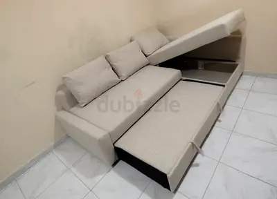 IKEA L Shape Sofa cum bed with big storage and you can fix the storage left or right anyside you wan