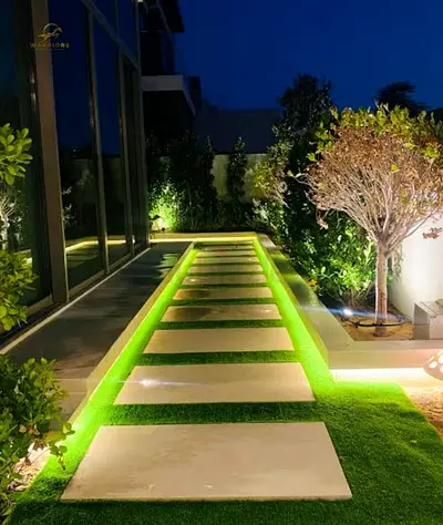 Beautiful Outdoor Pathway with Illuminated Pavers