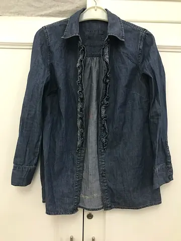 Stylish Denim Shirt with Ruffled Detail