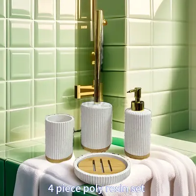 Elegant 4-Piece Poly Resin Bathroom Accessory Set