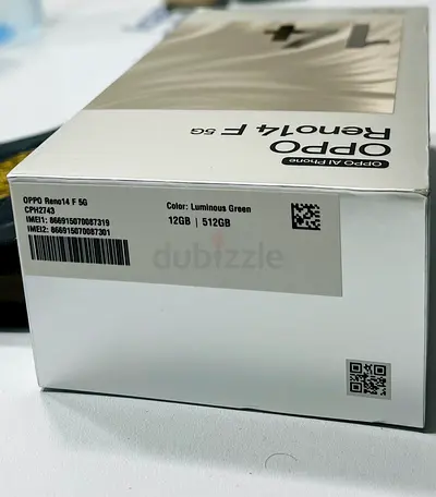 Brand New Oppo Reno 4 F 5G - 12GB RAM, 512GB Storage, Luminous Green This price is for one day only.