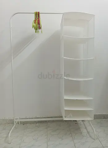 Clothing Rack with Side Shelves