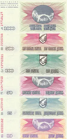 BOSNIA  HERZEGOVINA BANKNOTE SET 1992-1993