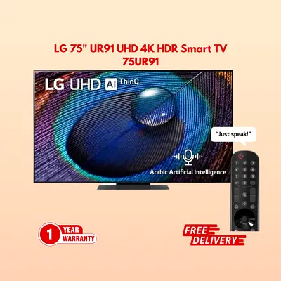 LG 75 UR91 UHD 4K HDR Smart TV - Stunning Visuals  AI Features!