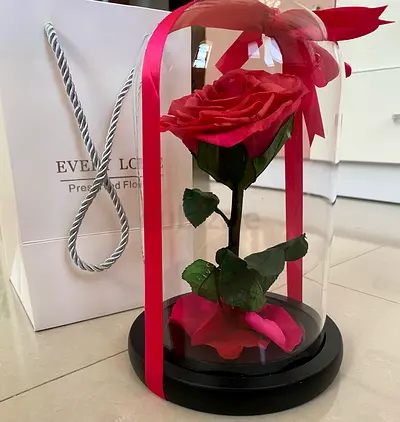 Elegant Preserved Rose in Glass Dome