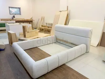 Stylish Modern Bed Frame in Cream Fabric