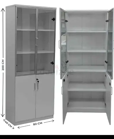 Stylish Grey Glass-Front Cabinet for Sale
