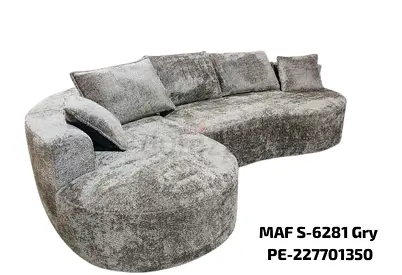 Cozy Curved Grey Sofa for Sale