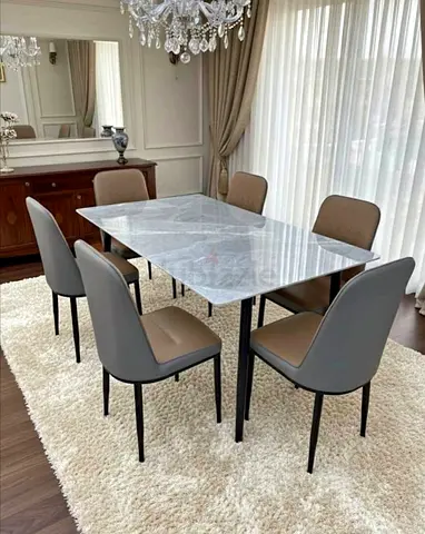 Elegant Dining Table Set with Modern Chairs