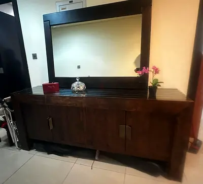 Elegant Wooden Sideboard with Mirror