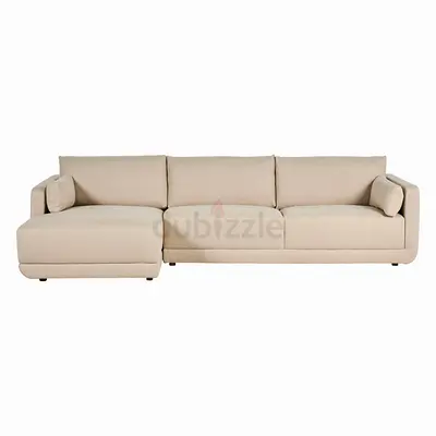 Stylish Beige L‑Shaped Sectional Sofa – Modern Chaise Lounge for Cozy Living Spaces