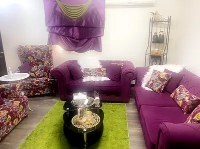 Elegant Purple Floral Living Room Set