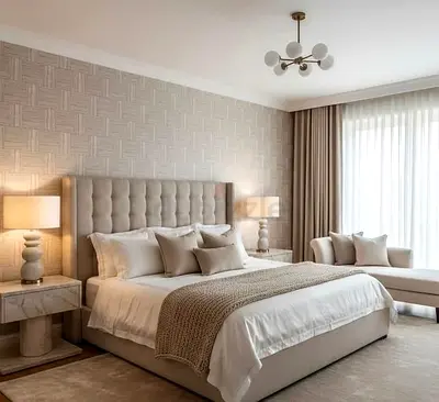 Elegant King Size Bed with Modern Nightstands