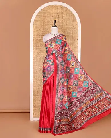 Beautiful mirror work party saree in different patterns and colours