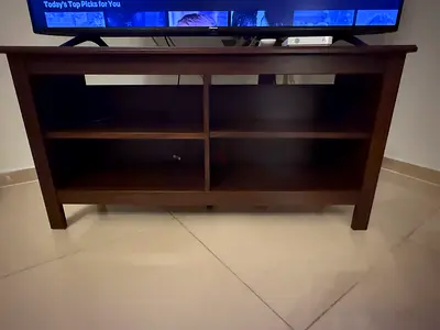 Sturdy Wooden TV Stand with Open Shelves