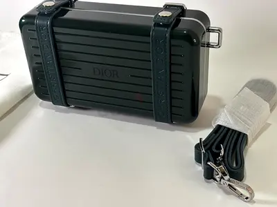 Dior x Rimowa dark green Metal Trunk Crossbody Bag for men