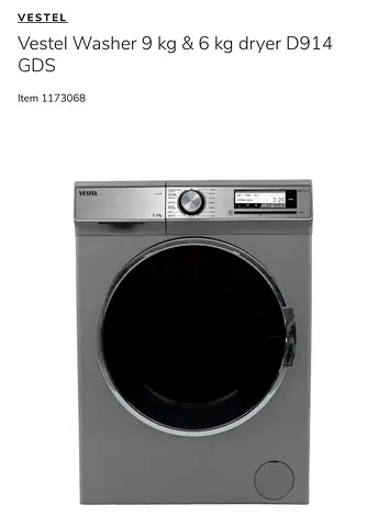 Washing Machine - Used Vestel Front Load Washer 9 Kg And Dryer 6 Kg D914Gds
