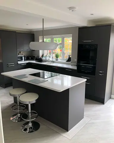Sleek Modern Kitchen Island with Stools