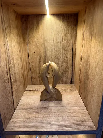 Hand-Carved Couple Dolphin
