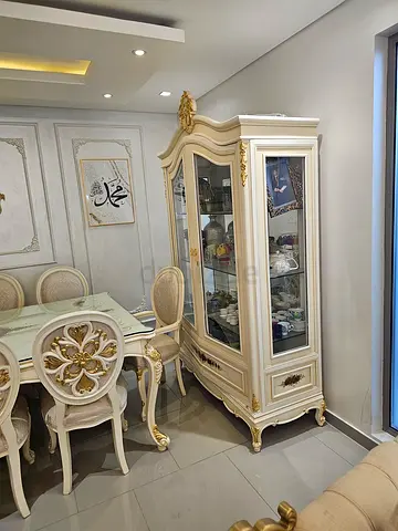 Elegant Vintage Display Cabinet and Dining Set