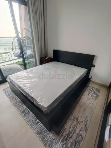 IKEA Malam queen bed frame with 2 storage drawers underneath and with IKEA mattress 160×200cm