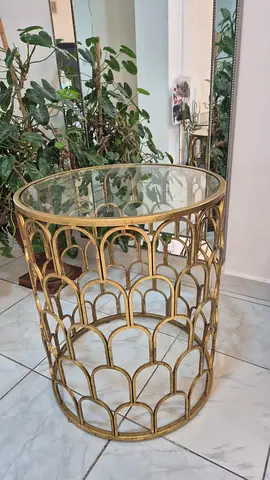 2XL - Elegant Gold Accent Table with Glass Top
