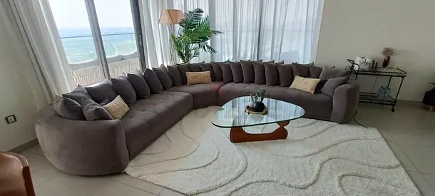 Chattelsmore Stylish and Comfortable Curved sofa Set with Elegant Coffee Table