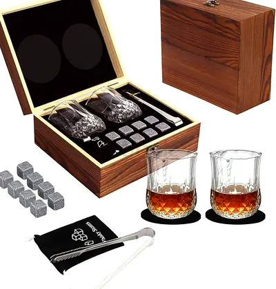 Elegant Whiskey Glass Set with Stones