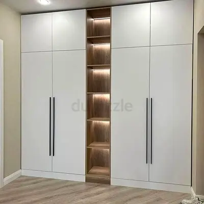 Modern White Wardrobe with LED Accents